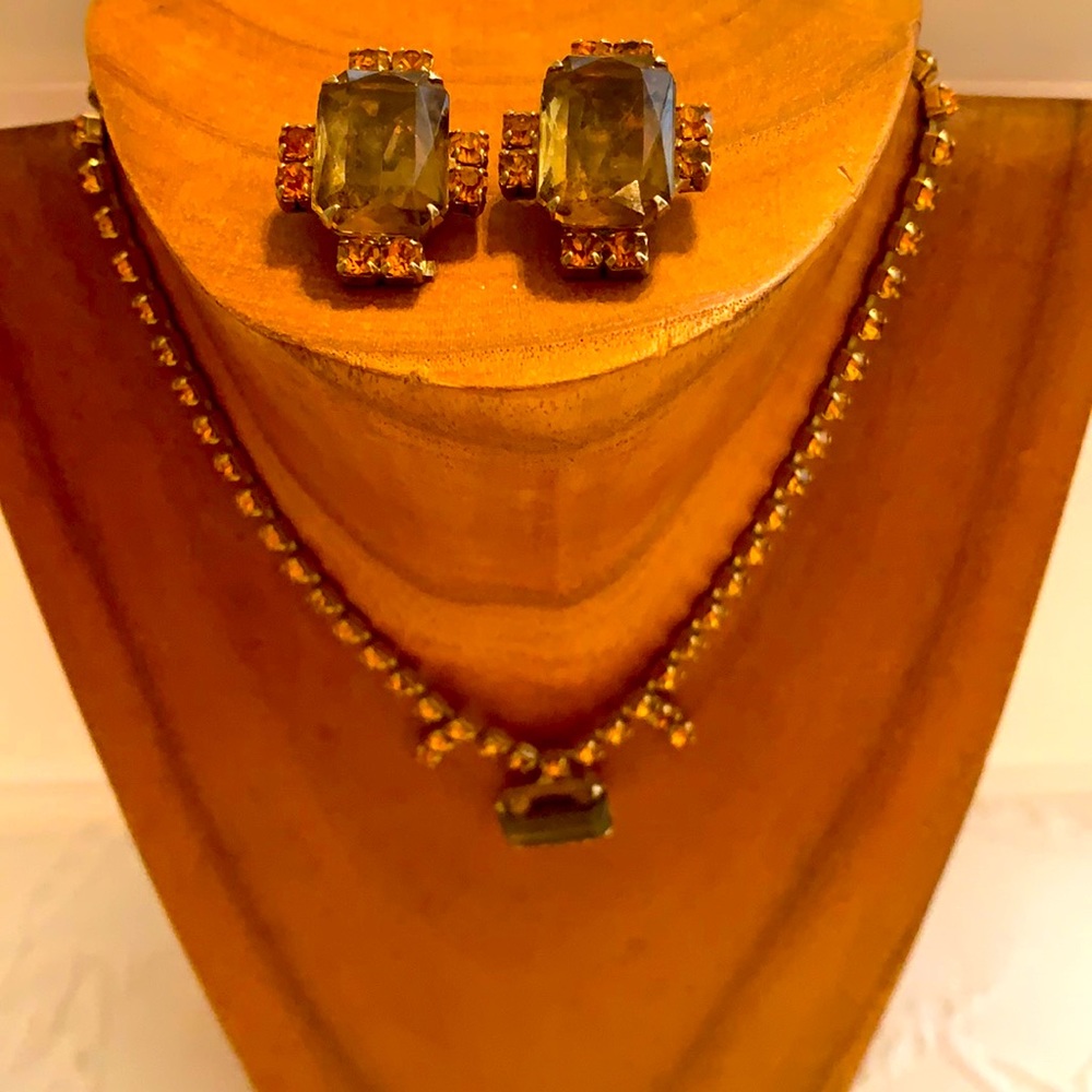 Vintage Rhinestone smoky quartz